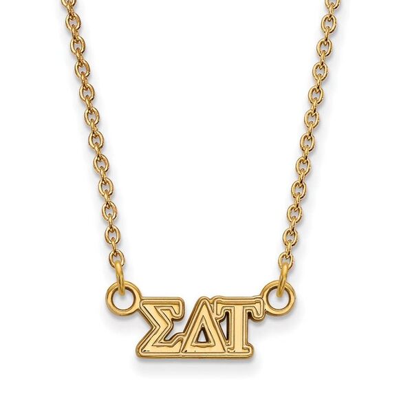 14K Plated Silver Sigma Delta Tau XS (Tiny) Greek Letters Necklace - Picture 1 of 4